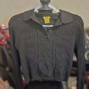 Daisy Black Cable Knit Crop Top